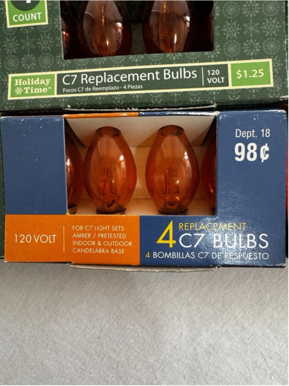 Vintage Christmas Light C7 Replacement 60 Bulb Lot Blue Amber/Orange Green Clear